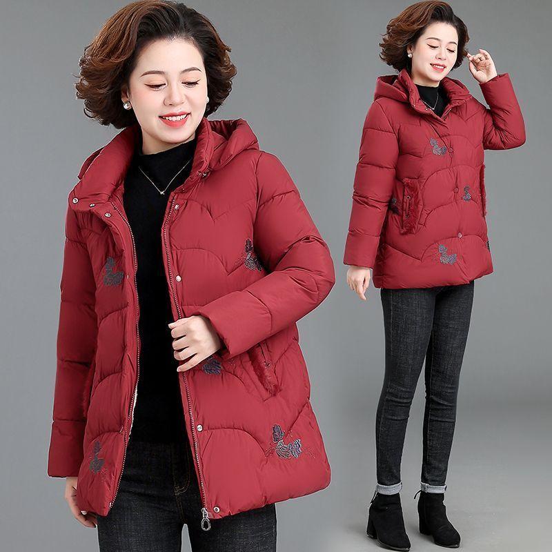 Fashion Slim-fit Hooded Down Cotton-padded Women's New Winter Thickened Warm Temperament Medium and Long Cotton-padded Jacket