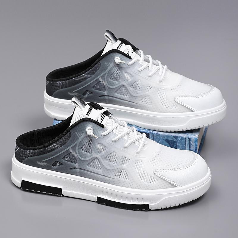 Men's breathable casual half-slippers, anti-slip flat shoes for spring and summer, large-sized 47 loafers, vulcanized shoes