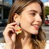 Trendy Acrylic Dangle Earrings 1 Pair Colorful Letter Drop for Women, Glitter Funny First Unique Student Accessories Day of School Earring,