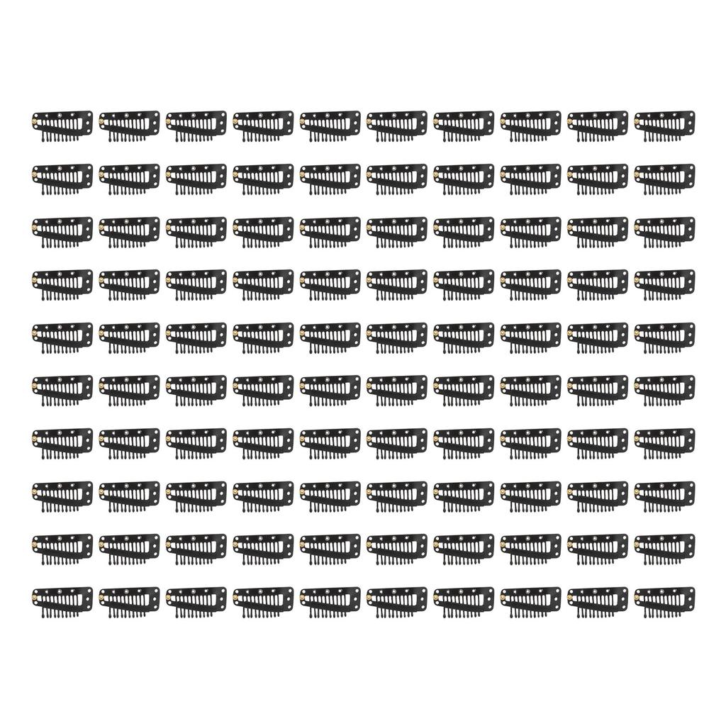 100pcs Hair Extension Clips Multipurpose 38mm 10 Teeth Wig Clips for Hair Extensions DIY Black