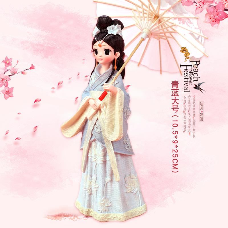 2025 New Arrival China Resin Traditional Chinese Style Cute Girl Figurines Miniatures Desk Accessories Home Decoration Ornaments