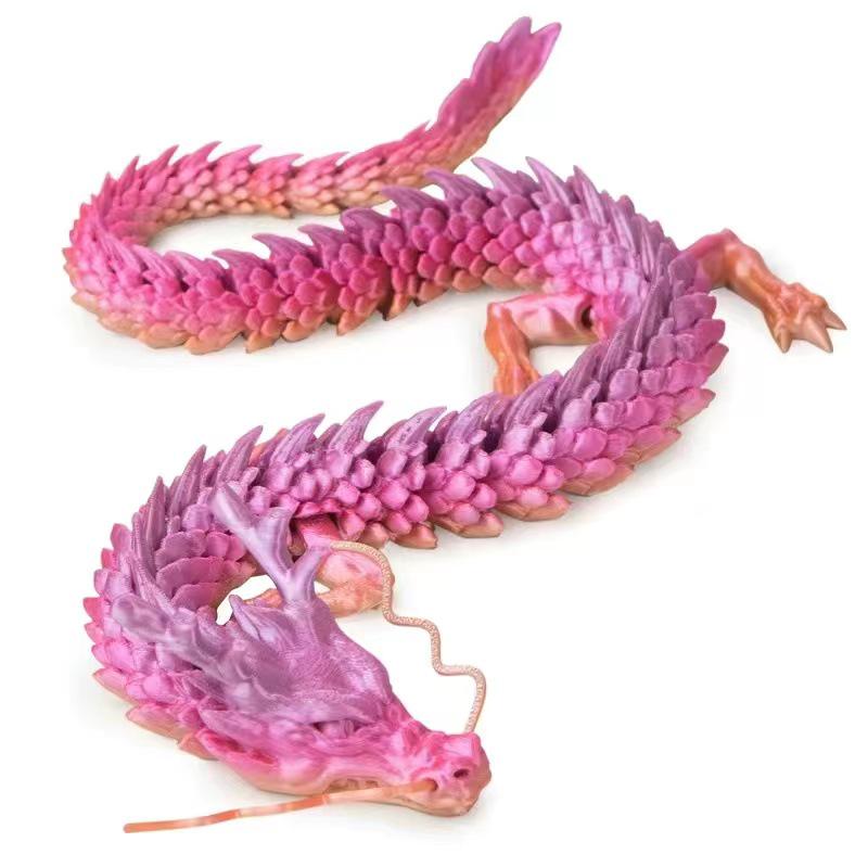3D Printed Chinese Dragon Ornaments with Movable Joints - Popular Dragon Crafts and Celebrity Figures