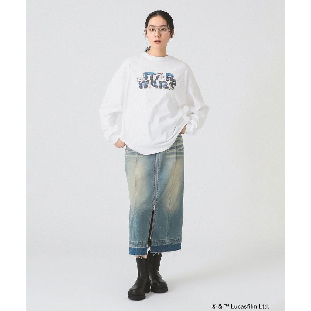 Ray BEAMS Custom GOOD ROCK SPEED STAR WARS Long Sleeve T-Shirt Women Tops Cut SewnT-Shirt White Black