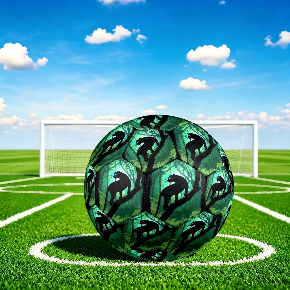 1pc Jungle Panther Silhouette Size 5 Soccer Ball Professional Match Training Football Indoor &Outdoor Sports Ball Lightweight Durable C6510