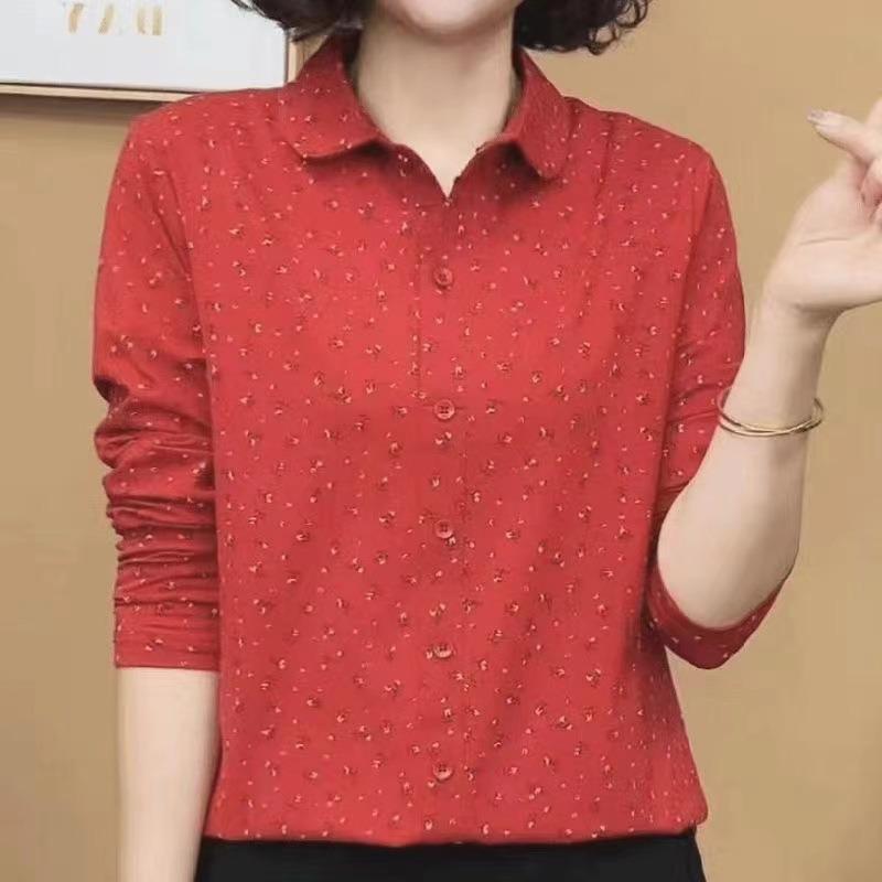 Maglia Sottile Versatile Temperamento Primavera Base Stile Occidentale a Righe Manica Lunga da Donna Camicia con Bavero