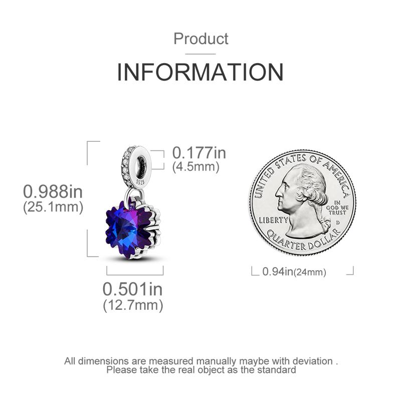 Pingentes Prata Azul e Roxo Floco de Neve Inverno Encaixam Pulseiras Originais Pingentes Para Mulheres Joias Fazer DIY Presentes