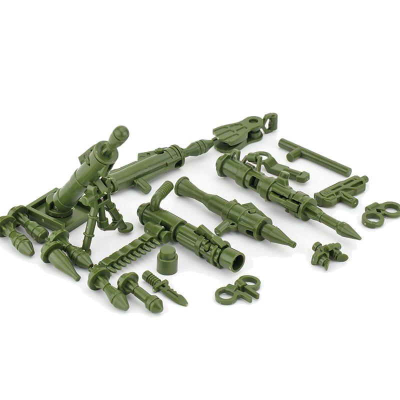 Military Soldier Figures Weapon Building Blocks Accessory Machine Guns Gatling Moxin Nagan Rocket Launcher Shield Toys Gift D124