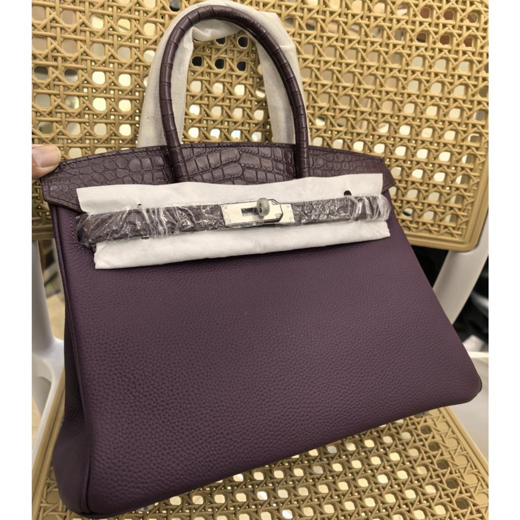 New Fubao Leather TOGO Leather with Matte Crocodile Pattern Leather Women's Bag 25/30cm Silver Buckle