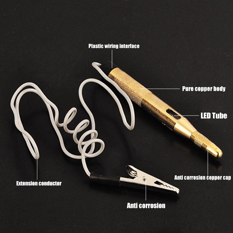 Copper Test Pen Auto Car Light Circuit Tester Lamp Voltage DC 6-24V Detector Probe Light System Test Probe Lamp Car Repair Tools