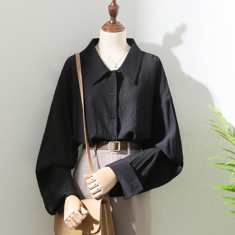 Vintage Green Shirt Spring and Autumn Women's Shirt Sunscreen Shirt with Design Sense Small Popular Loose Fashion Shirt Top