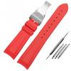 22mm Natural Rubber Silicone Rubber Watch Strap For Tudor Biwan GMT Curved End Pin / Folding Buckle Black Blue Red Wristband