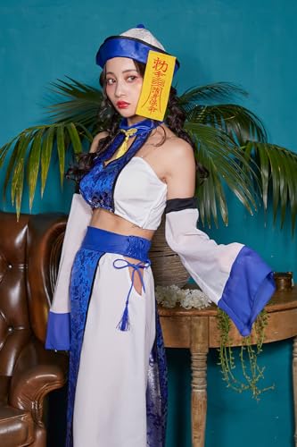 Clearstone Cosplay Halloween Oriental Blue Cool Jiangshi Costume for Women, Blue
