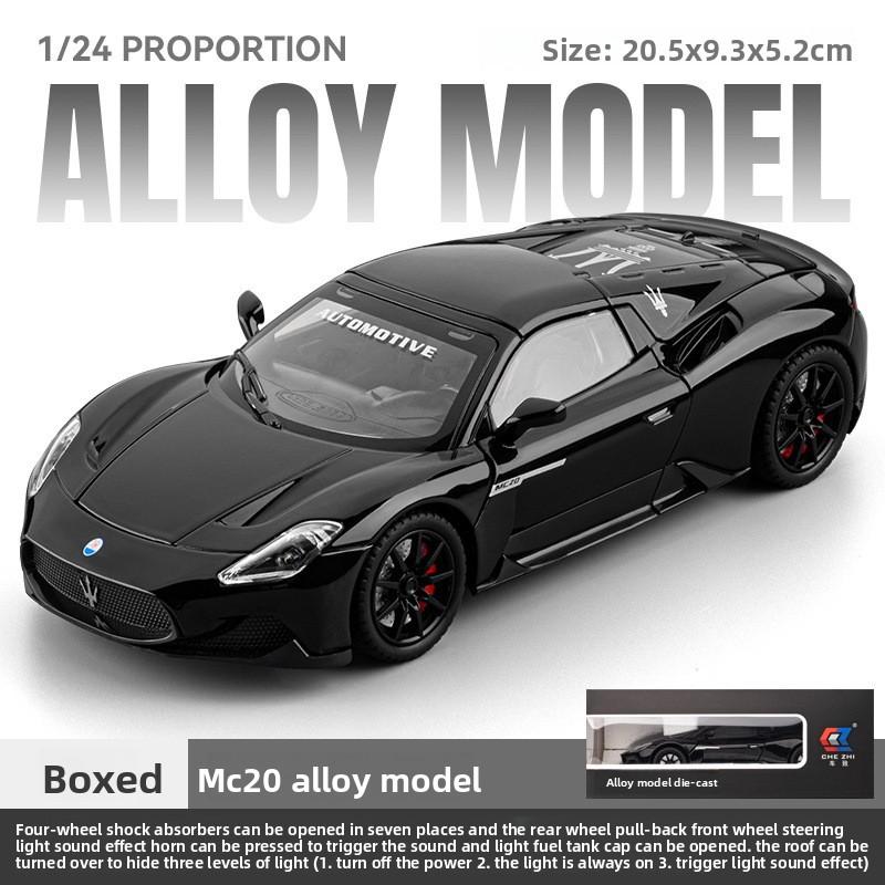 Druckgusslegierung 1:24 Maser MC20 Cabriolet-Supercar-Modell mit Sound und Licht, Rückziehmechanismus, Kinderspielzeug, Fahrzeugdekoration, Geschenk