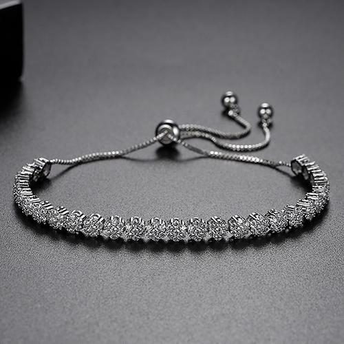 LUOTEEMI Fashion Classic Pull Chain Flower Tennis CZ Slide Bracelets Women Elegant Zirconia Bracelet