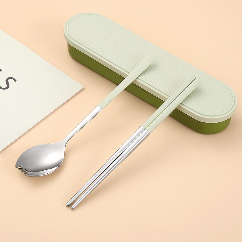 

304 Stainless Steel Cutlery Set with Storage Case Home School Kitchen Dinnerware Services Korean Style Portable Tableware