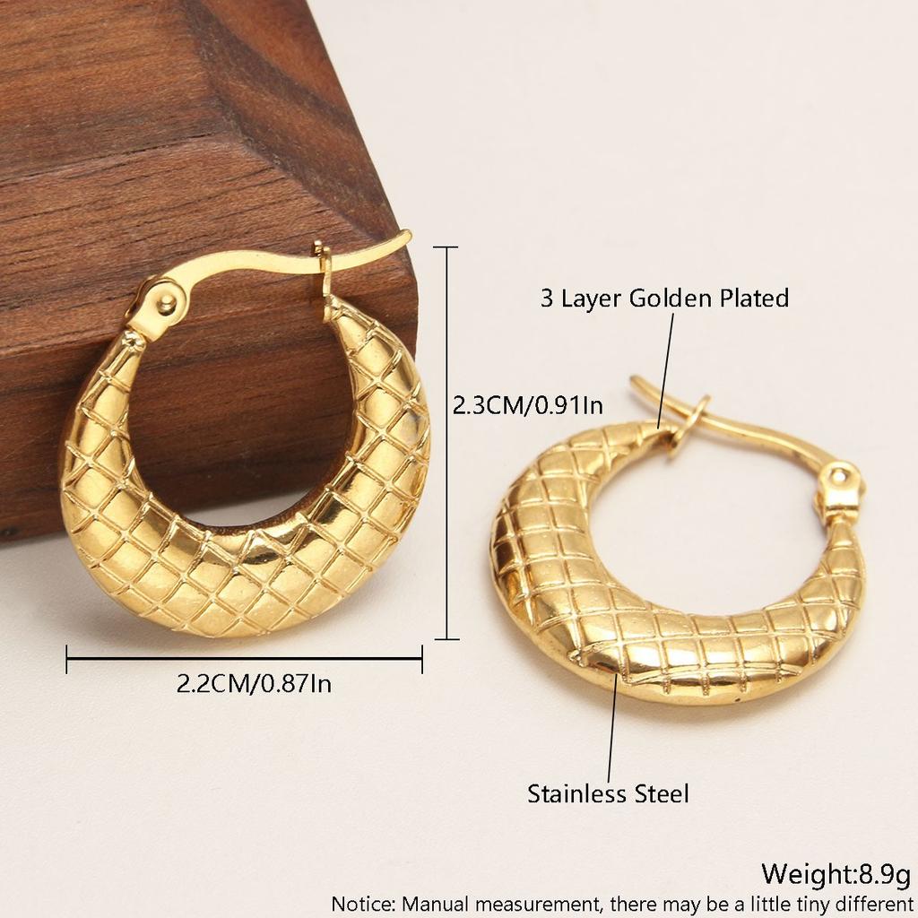 Stainless Steel Flower-shaped Earrings with Irregular Pleated Smooth Surface. Versatile Geometric Accessories for Women.