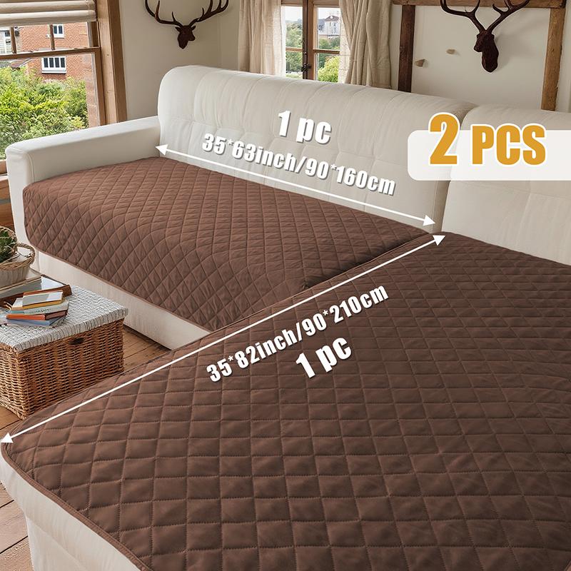 

2pcs/set Quilted Sofa Seat Covers Pets Dog Bed Mattress Cover L-Shape for Living Room Non-Slip Couch Protector Home Sofa Mat 90x160 and 90x210cm