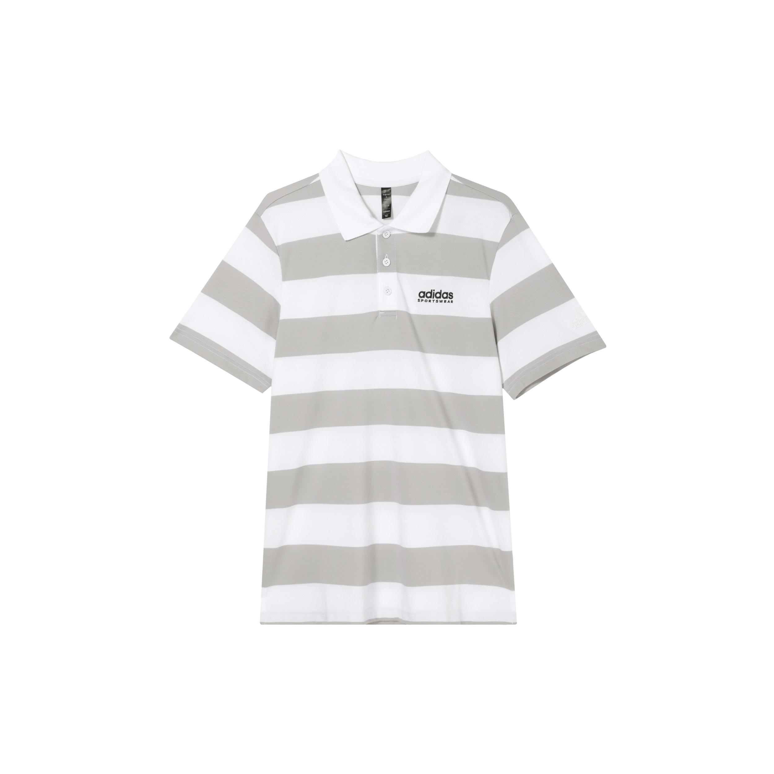 adidas Pique Stripe Polo Shirt Asia Sizing Grey White Men s JI9059 XS