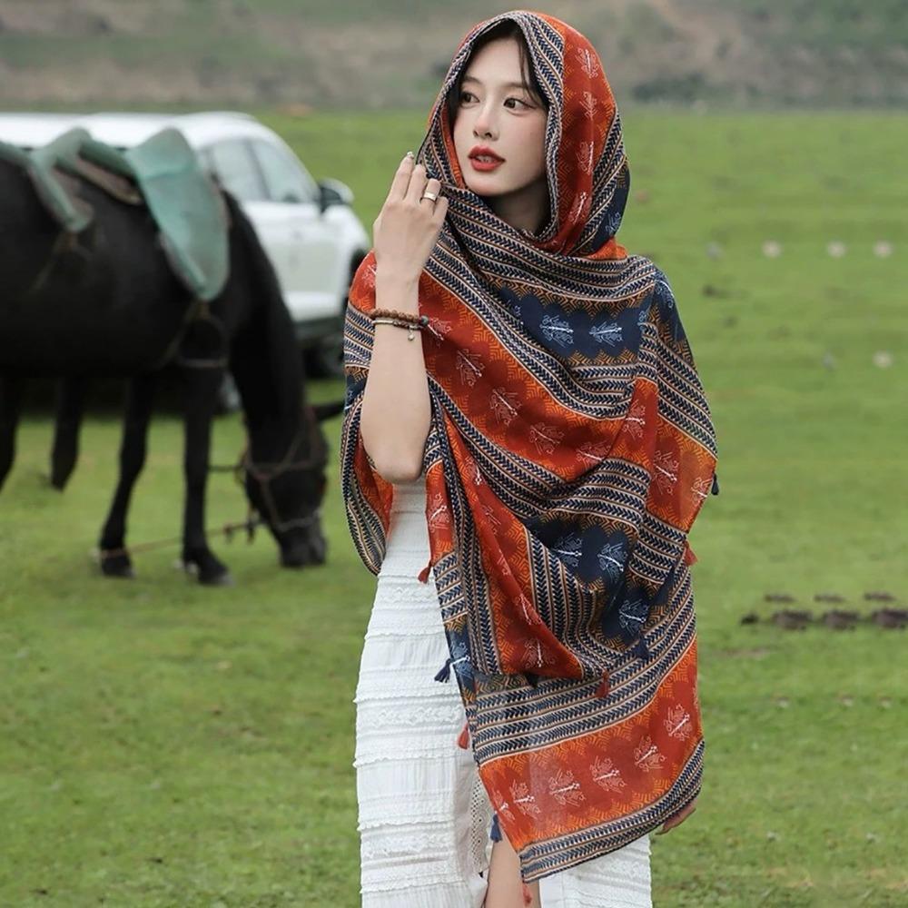 

Long Style Sunscreen Shawls Dual-Use Design Long Scarves Creative Dual-Use Scarves Holiday 5