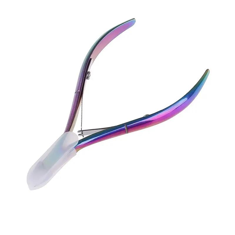

3pcs Stainless Steel Cuticle Nipper and Pusher Set - Rainbow Color - Manicure Tool Kit for Fingernails and Toenails