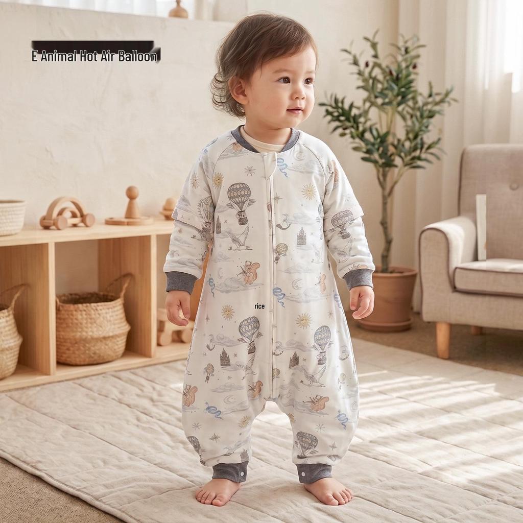 He'er Te 120g Silk Quilted Baby Sleeping Bag with Detachable Sleeves and Legs - Class A Anti-Kick Blanket Pajamas for Autumn/Winter.
