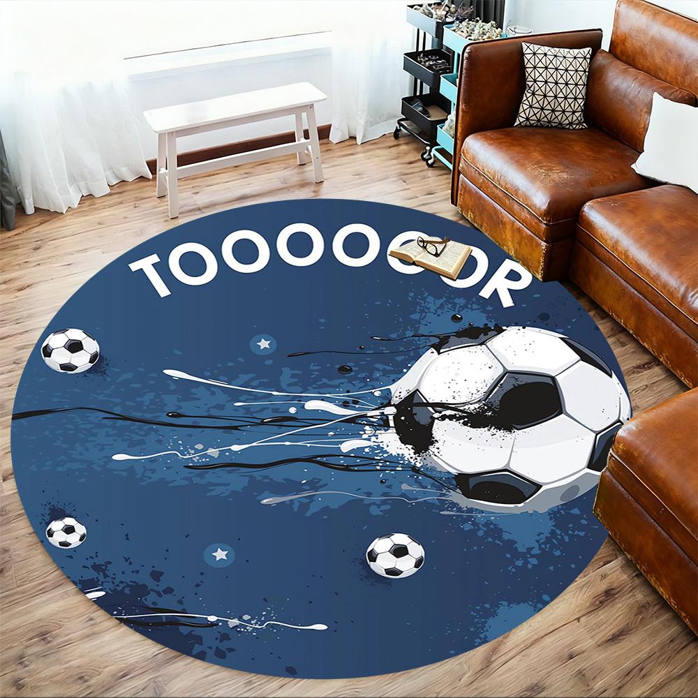 1pc Goal Scorer Round Chair Mat Area Rug - Non-Slip, Floor Mat for Office, Bedroom, and Indoor Decor C1118070