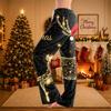 Kadın Yılbaşı Baskılı Pijama Pantolonu - Uyku ve Günlük Tatil Giyimi İçin