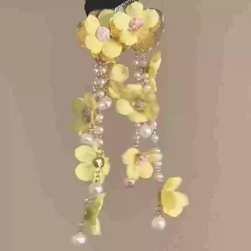 Steel Needle Flower Star Pendant Earrings Sweet Niche Temperament Earrings Exquisite Versatile Fashion High-end Earrings
