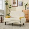 Ivory-Colored Corduroy Loveseat Sofa for the Living Room, as Daybed and Recliner with Storage Space.