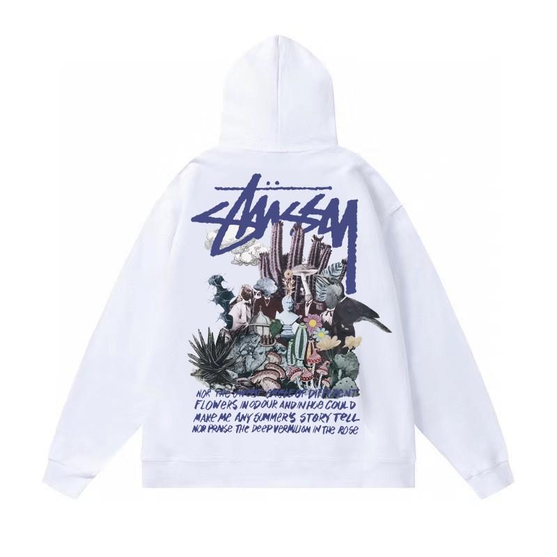 Classic Print Hooded Sweatshirt Teens Unisex Loose Fit Cotton Pullover Streetwear