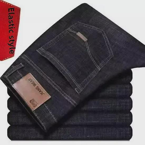 Jeans de Trabalho Elásticos de Verão Soltos Retos Masculinos