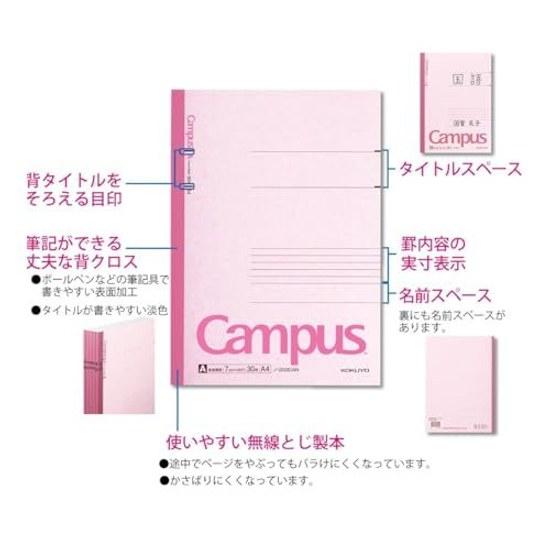 Kokuyo Notebook Campus A4 Color Cover 5 Pack Rule No-203CAX5