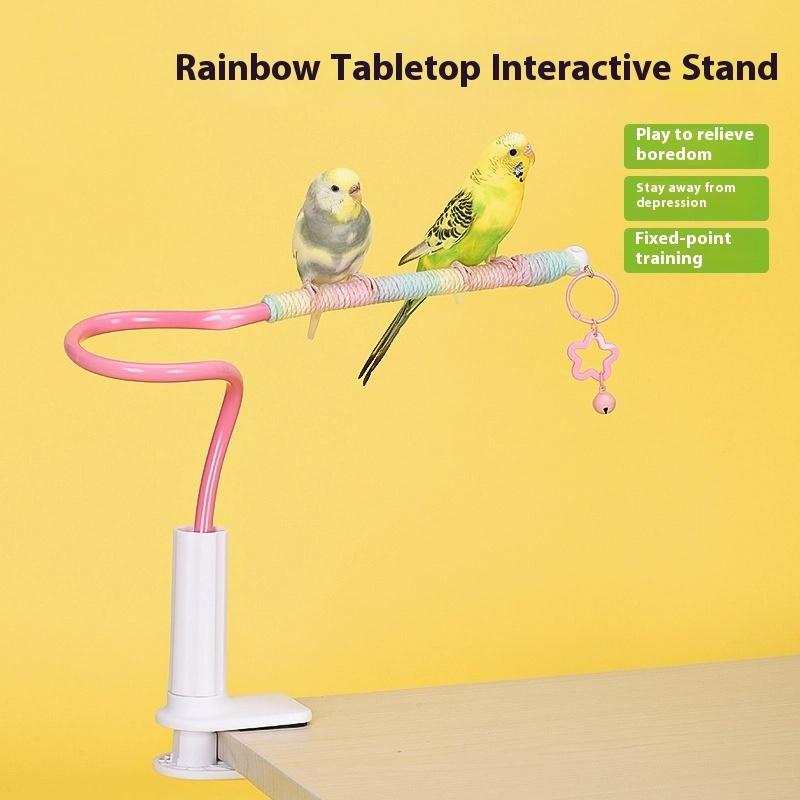 Fuglepinne Stativ Fugletrening Bærbar Bordplate Plattform Papegøye Dvergpapegøyer Innendørs Undulater Bøystativ Burtilbehør