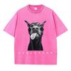Womans Cotton Washed TShirts Fashion Creativity Doberman Printing Short Sleeve ONeck Loose Distressed Street Female Clothes