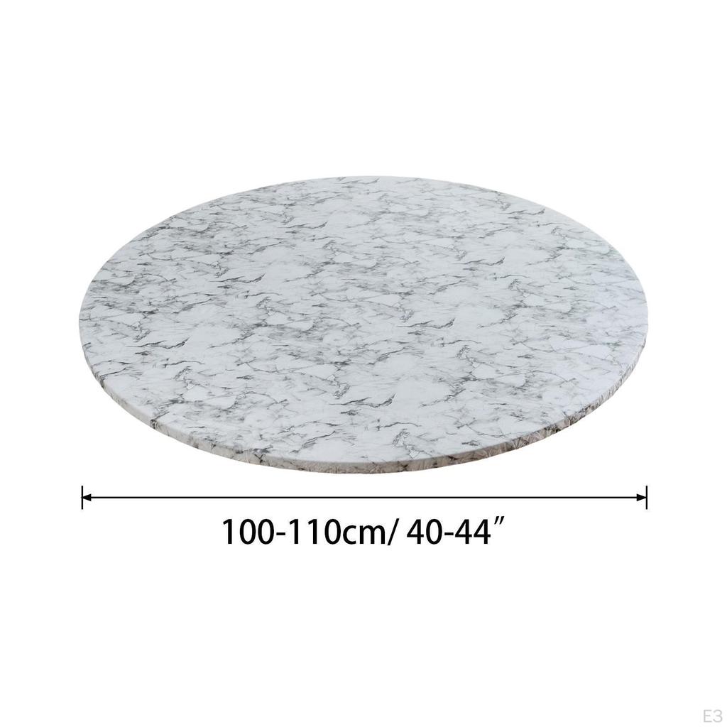 Fitted Round Plastic Tablecloth with Flannel Backing and Elastic Edge, Waterproof Table for Dining