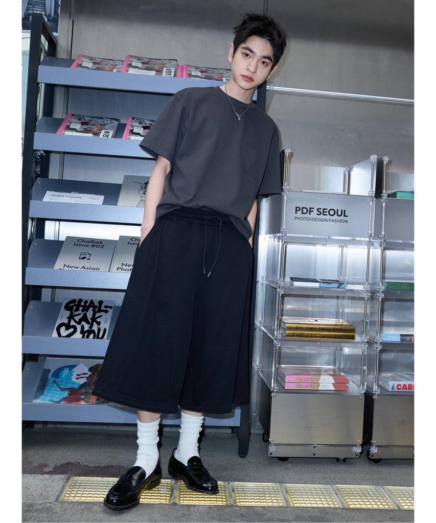 Saendeusaundeu Short-Sleeve Cropped T-Shirt Ash