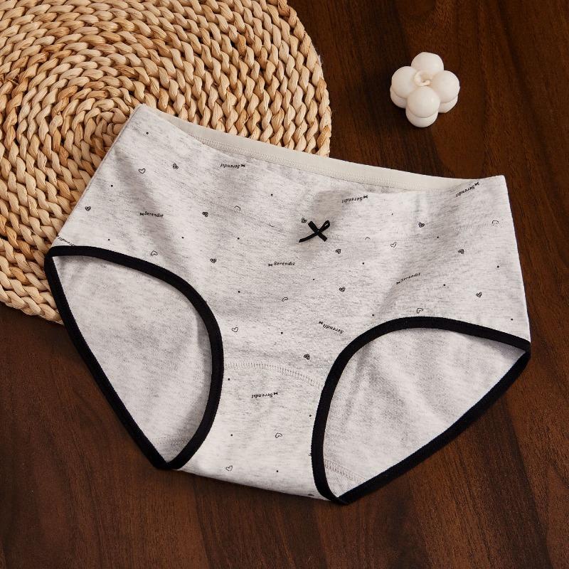 Women S Cotton Mid Waist Floral Antibacterial Underwear Full Cotton Long Crotch Daily Use