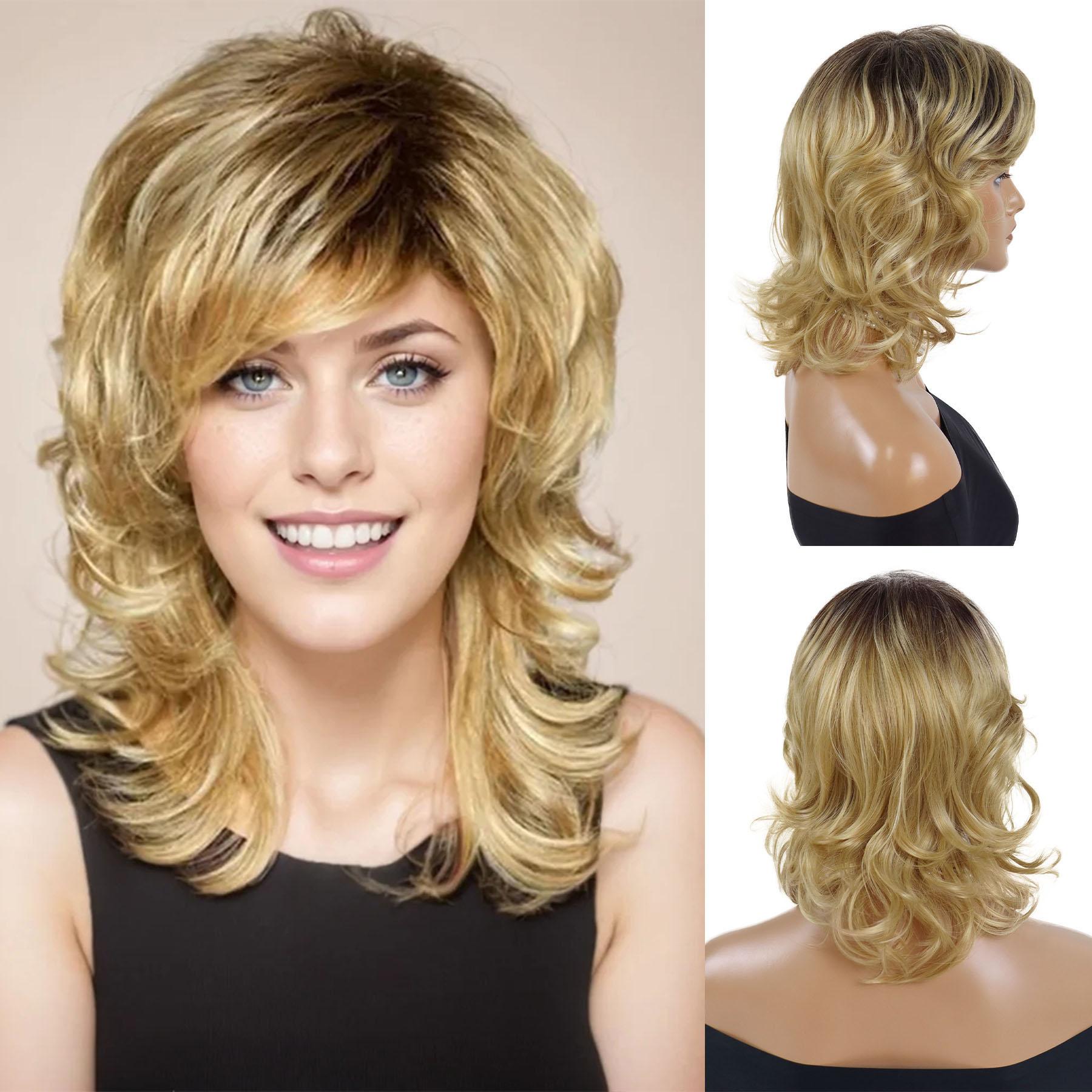 

Короткие парики из синтетических волос для женщин, модные прически, парик для мамы, цвет омбре блонд, лохматый парик с челкой, натуральные стрижки, повседневный