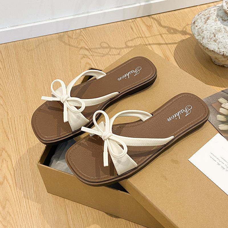 Summer bow slippers ins new casual cool slippers outdoor casual non-slip beach shoes 36/37 белый