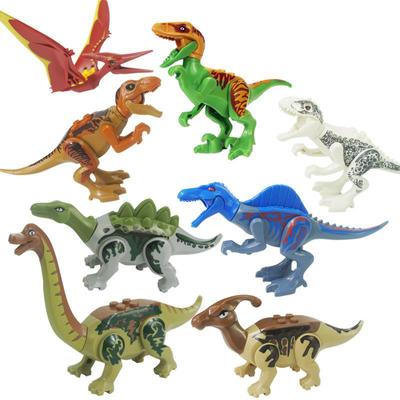 YG77037 Dinosauriebyggstenar Brachiosaurus Stegosaurus Velociraptor Små partiklar monterade leksakspojkepresent