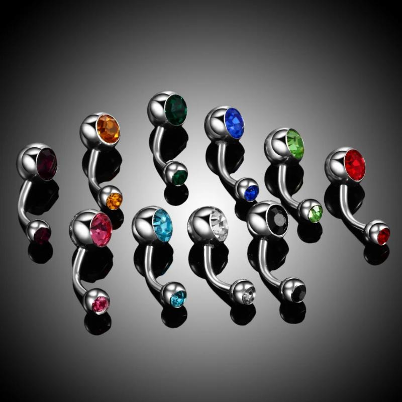 Glamorous Stainless Steel Belly Rings with Rhinestones for a Dazzling Summer Look