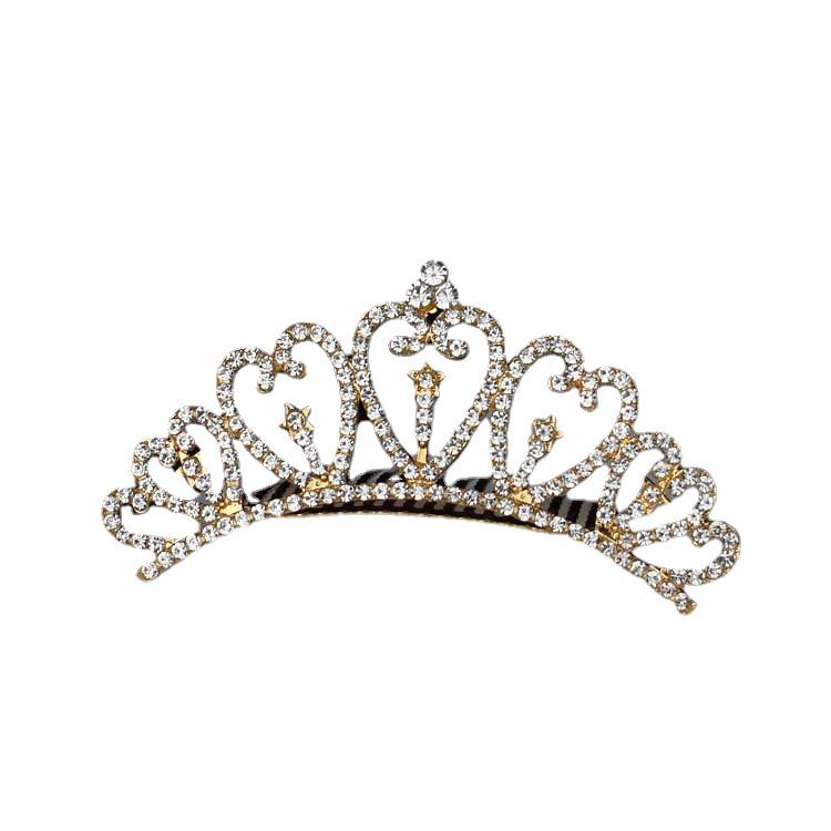 Gold Crown Rhinestone & Pearl Hair Comb for Children - Princess Bridal Accessory