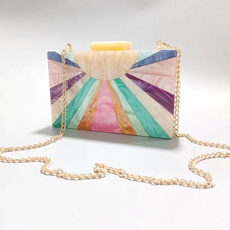 Wallets For Women Handbags Trends Shell Patchwork Clutch Purse Promotion Acrylic Evening Bag Shoulder Crossbody Wedding Banquet