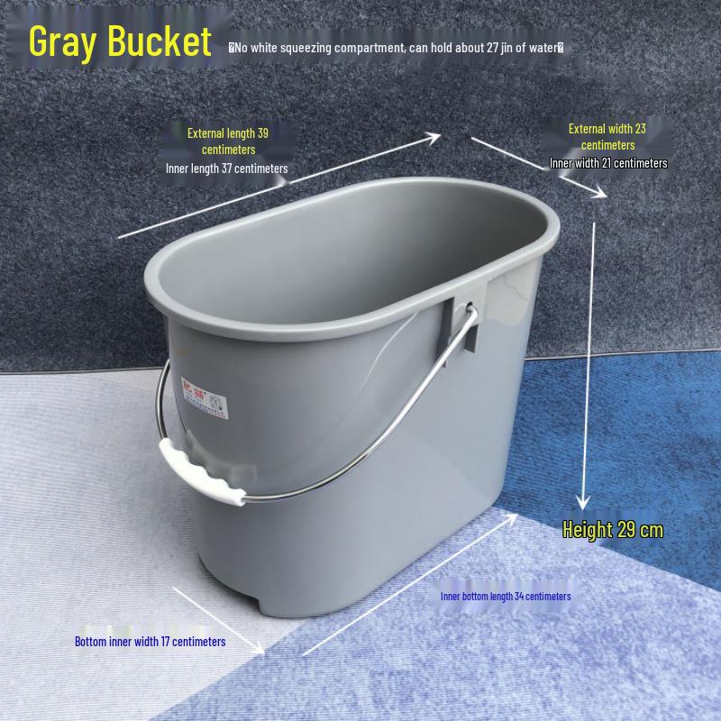 Enhanced Rectangular Mop Bucket with Hand-Press Squeeze for Easy Cleaning - Durable Plastic Design for Household Use