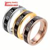 Koreanischer Rosegold-Titanring mit römischen Ziffern und drehbarem Element - Passende Bandaccessoires für Damen