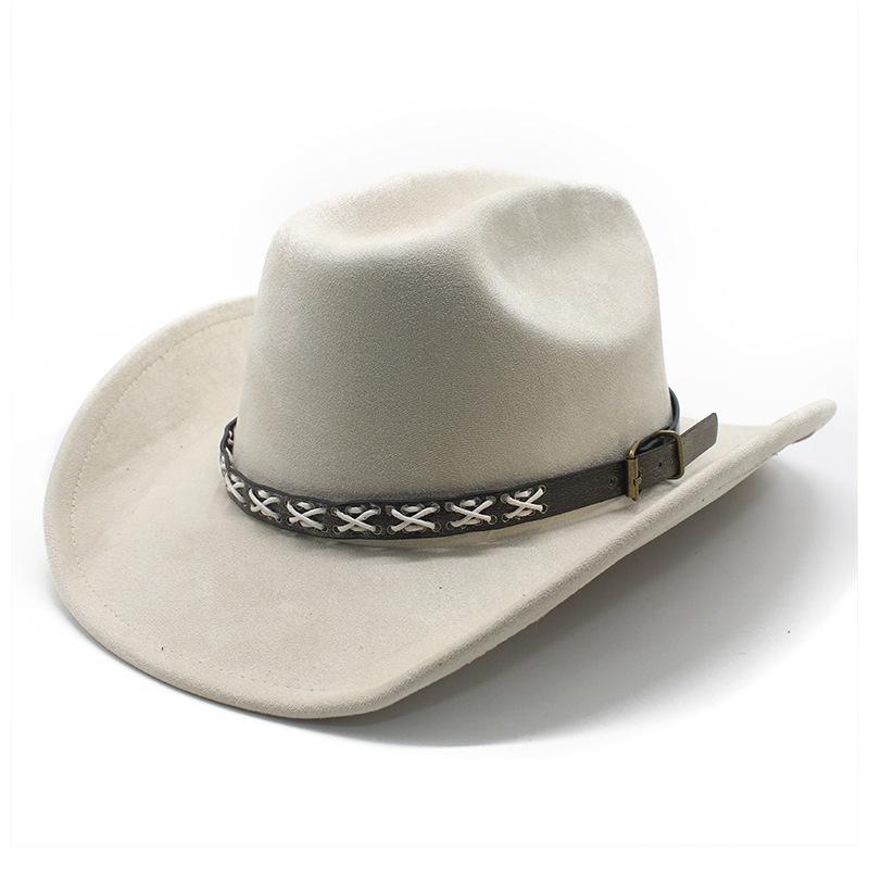 Vintage Tibetischer Zylinder Western Cowboyhut Sonnenhut Herren- und Damen-Ein-Wort-Oberteil Wildlederhut Ritterhut