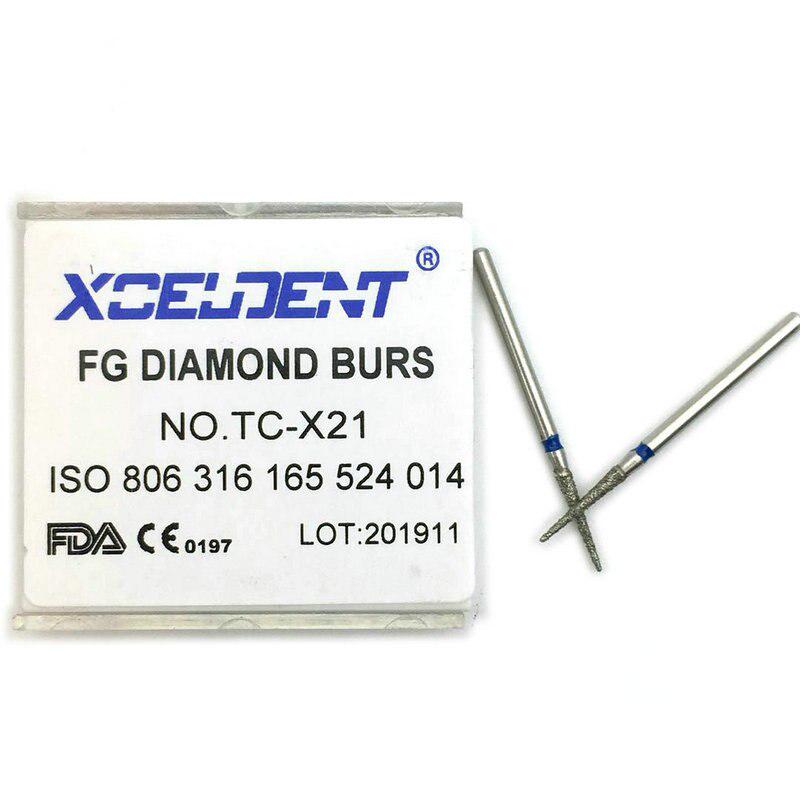 10pcs/box Dental Diamond FG High Speed Burs FG 1.6mm Drill for Polishing Smoothing Teeth Polishers TC-X21