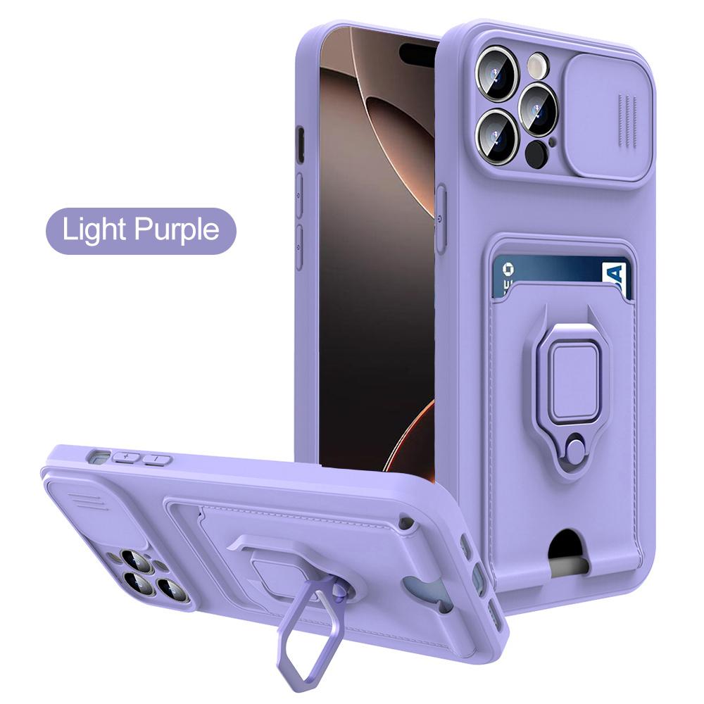 iPhone16Pro Max Case Car Magnetic Holder Sliding Lens Protection Cover For iPhone 16 Pro Max 16Pro TPU Card Slot Bumper Coques