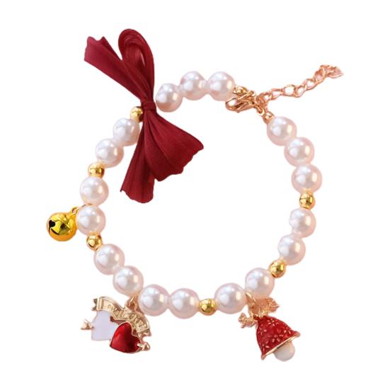 

Элегантный ошейник для домашних животных с бантом-колоколом, дышащая одежда, готический искусственный жемчуг вино красного