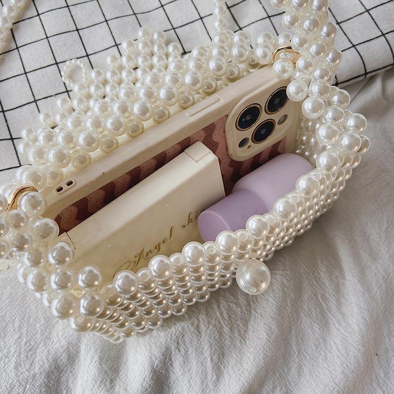 Pearl Bag Women's New Version Hand Woven Crossbody Bag Mobile Phone Bag Personalized Ins Versatile Mini Pearl Bag